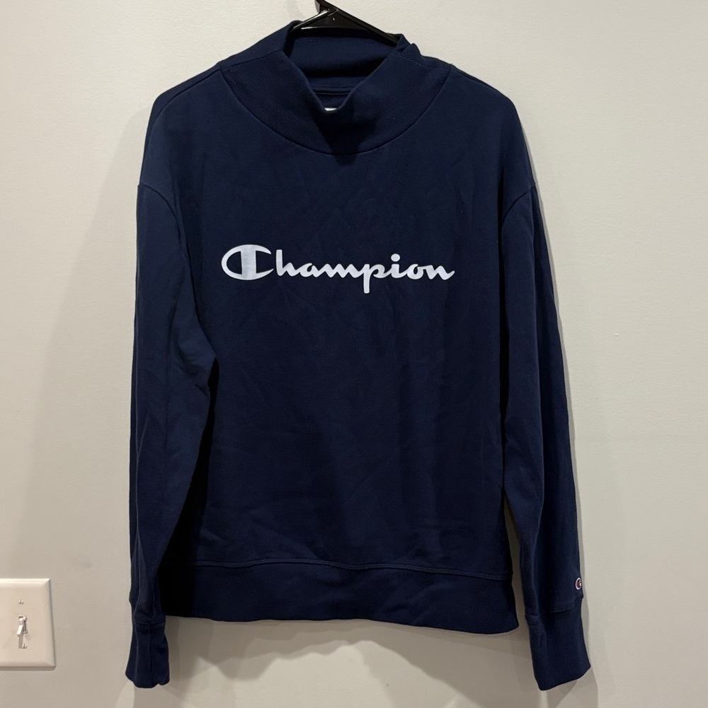 Champion Dark Blue Sweatshirt with Iconic Logo
